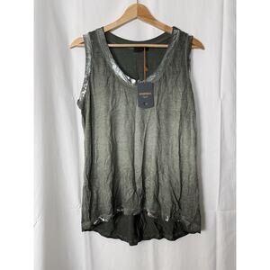 NWT Marisima Made in Italy Tank Top Military Green One Size Lagenlook